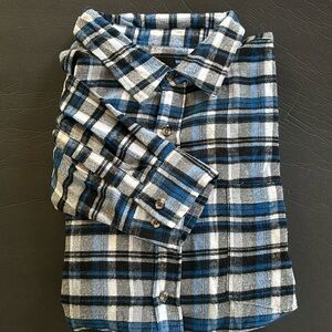 SGR Men’s Big and Tall Flannel Button Down Shirt Blue Black Gray Plaid 3XL